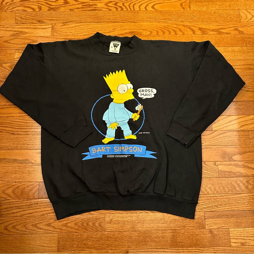 Vintage 1990 SSI The Simpsons Bart Crewneck sz XL 50/50 rare design made in USA
